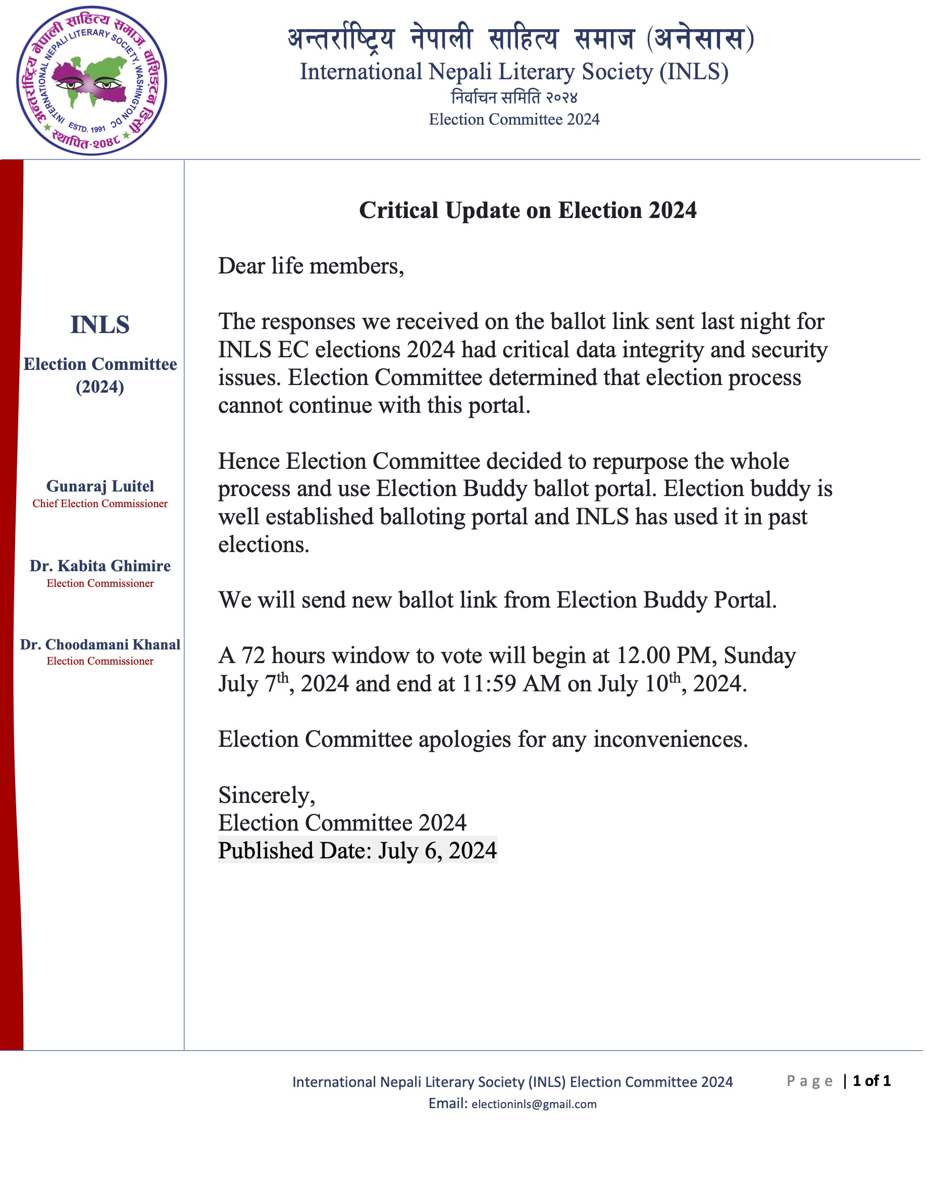 Critical Update on Election 2024